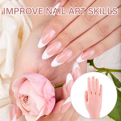 SUPERFINDINGS 2Pcs 2 Styles Silicone Practice Hand for Nails Soft Touch Mannequin Hand for Nails Practice Hands Tool and Rings Bracelets Necklaces Holder Full Poseable Hands for Practicing Nail Art