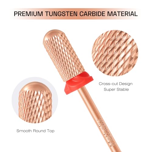 3PCS Carbide Safety Nail Drill Bit Set: 3/32" Large Barrel Smooth Round Top - color: Gold