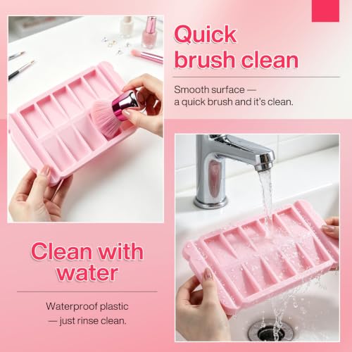 Nail Tip Tray, 10 Slot Press On Nail Tip Holder & Organizer - color: Foggy Pink