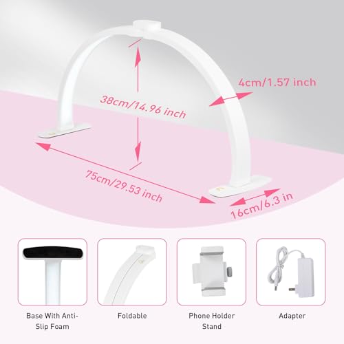 HITTI Super Large 29in Half Moon Light for Nail Desk, White - color: 29In White