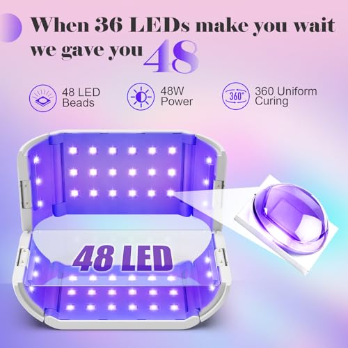 UV Light for Resin,48W 48 LEDs,Double-Sided,360°Surround,Dual 365-405nm