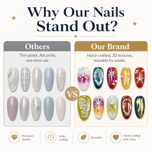 Y2K 3D Butterfly Press On Nails Almond, Gothic Gradient Shiny False Nails with Metallic Foil, Rhinestone & Pearl Details, Luxury Reusable Acrylic Fake Nails For Women(Size S) - color: ZXR311-S, size: S