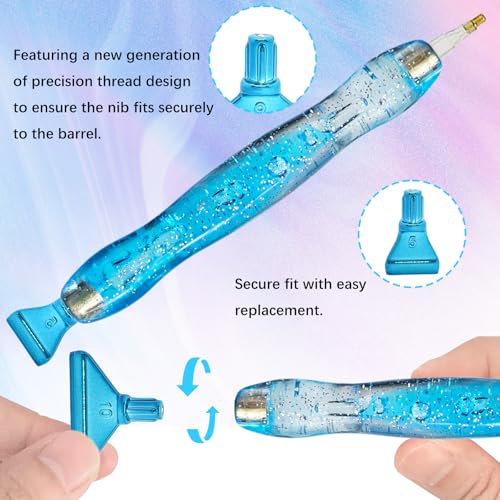 CXJINZE 26 Pcs Plastic 5D Diamond Art Pens Kit with 13 Nibs Stylus Tool - color: Blue