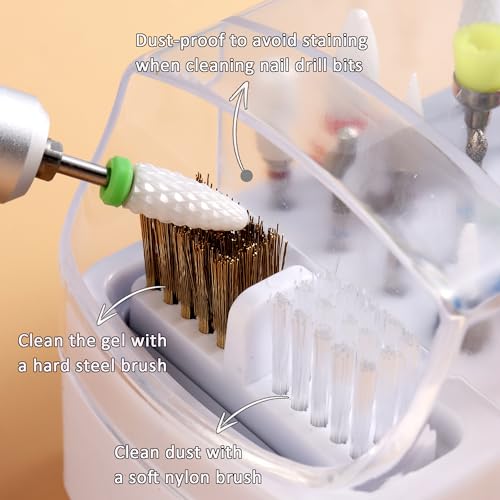 2 in 1 Nail Bit Holder & Cleaner 30 Holes Drill Bit Organizer - color: White