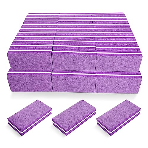 Nail Buffers (60 Pack), Buffer Block Nail File for Acrylic Nails and Natural Nails, 100/180 Grit Small Nail Buffer Block Bulk Buffing Blocks for Nail Buff Professional Manicure File Blocks Set Purple - size: 60 Pcs Buffer Blocks Purple