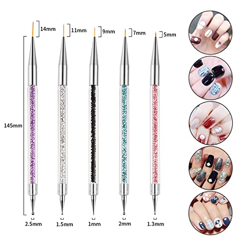 10pcs Nail Art Brush Set - Dotting Tools, Liner, Ombre, Clean Up, Design & Acrylic Manicure Brushes for Nail Art & Painting Kit - color: silver