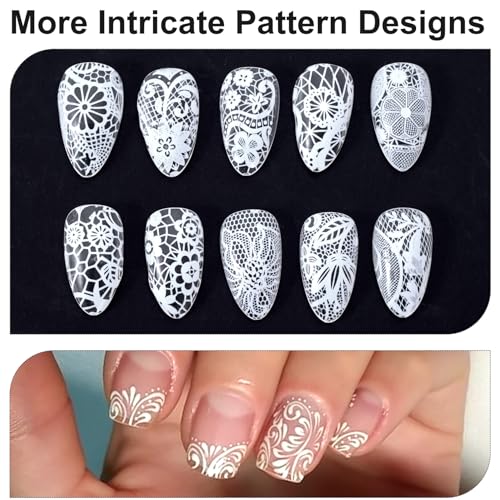 SmallCat 10 Sheets Nail Transfer Foil, Lace Nail Foil, 7.87"×0.9" - color: White (20x2.3cm)