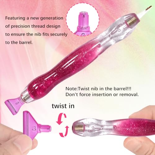 26 Piece 5D Ergonomic Diamond Art Painting Pens Kit,Rose red - color: Rose red