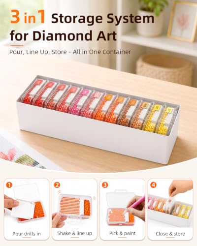 Redtwo 36 PCS Diamond Painting Storage Containers Trays, White - color: White