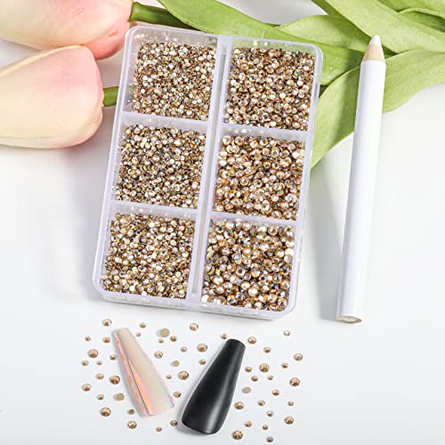 Beadsland Flatback Rhinestones, Golden Shadow, 7200pcs Mixed 6 Sizes - color: Golden Shadow