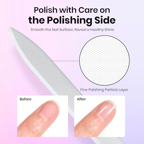 Beetles Glass Nail File 3 Pack for Natural Nails, Double-Sided Crystal File - color: A-Multicolor-3