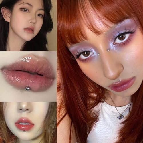 NOOEPC Gold & Silver Mixed Face Gems - Self-Adhesive Fake Piercings, Lip & Nose Rings, Eyebrow & Lip Stickers - Cool Punk Y2K Makeup - color: Gold+silver