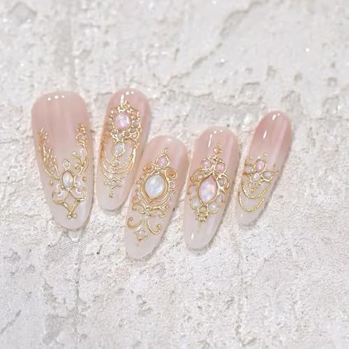 5D Embossed Gold Nail Stickers Scepter Gem Nail Art Stickers - color: Palace Style