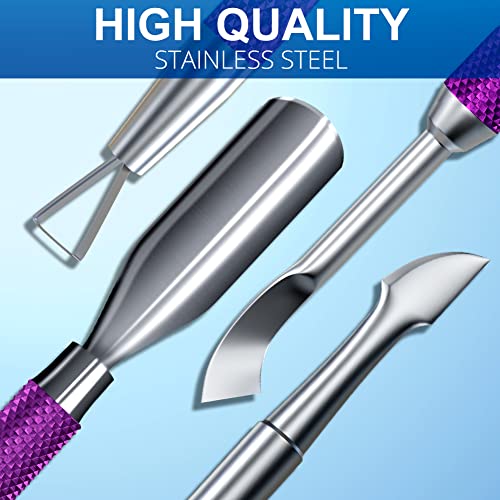 2PCS Deep Purple Cuticle Pusher Tool and Scraper Nail Pusher - color: Deep Purple