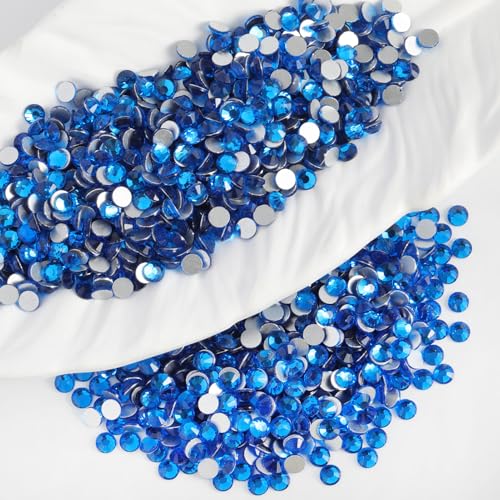 2000pcs SS16 Flatback Glass Rhinestones for DIY(Capri Blue) - color: Capri Blue, size: SS16-2000PCS