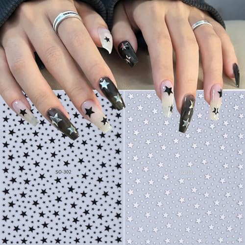10 Sheets Star Nail Stickers for Nail Art, 3D Self-Adhesive Nail Decals - color: Five Star Colorfull