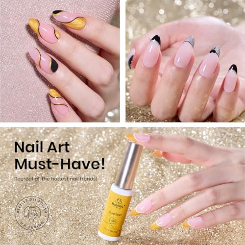 Beetles Gel Liner Nail Polish 6 Pcs White French Tip Glitters Gold Silver - color: D - Multicolor-6
