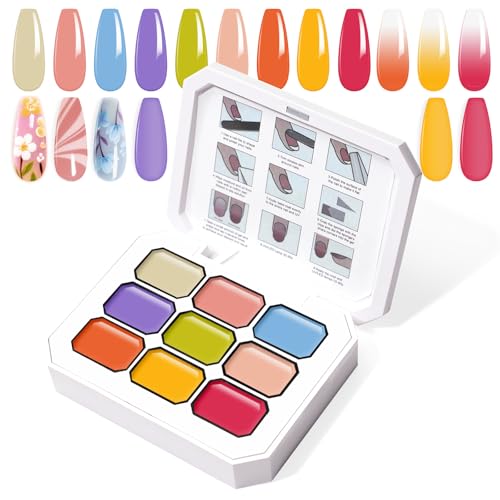 Gradient Painting Gel, 9 Bright Colors Ombre Gel Nail Polish - color: Joy Tints