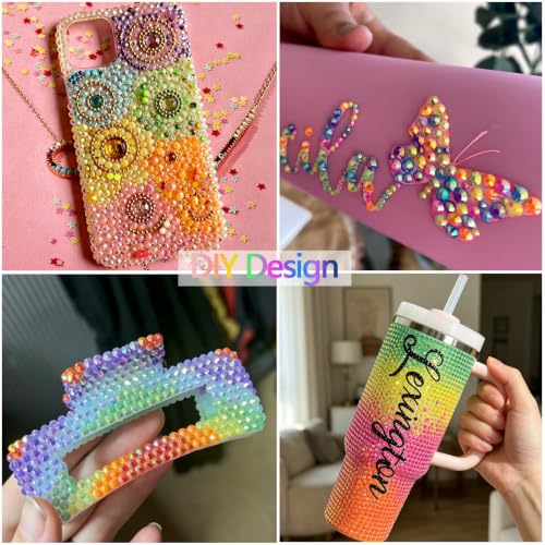 24 Colors Bedazzler Kit with Rhinestones Flatback Gems for Crafts - color: 14-Colorful