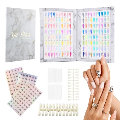 Nail Swatch Book 160 Colors, 240 False Tips with Number Sticker