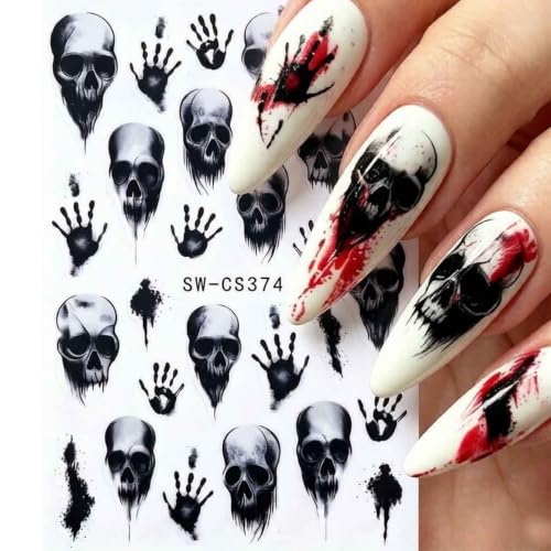 6Sheets Halloween Nail Art Stickers Ghost Spider Web Pumpkin Design - color: Colorful