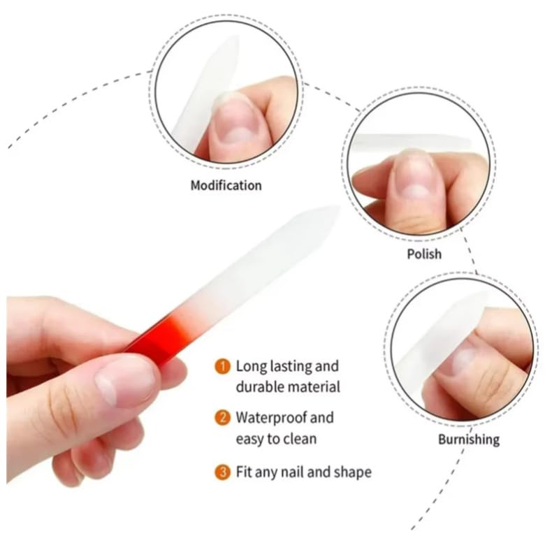 Aoshang 3 Pack Glass Nail File, Crystal Double Sided Finger Nail Files