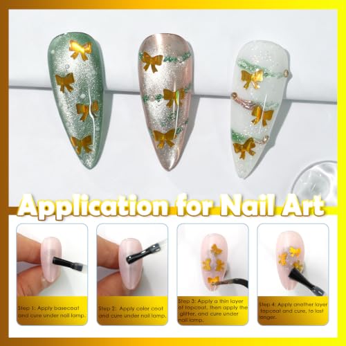 Laza 2.5g Chunky Glitter Bowknot Shaped Confetti Nail Sequins - color: Metallic Gold
