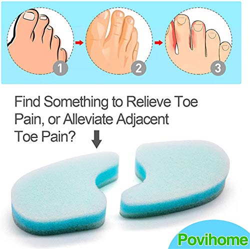 Povihome 10 Pack Foam Toe Spacers(2/5" Thick), 3-Layer Toe Separators - Large Size - to Align Crooked, Overlapping Toe, Relieve Corn, Blister and Reduce Irritation - size: Large (Pack of 10)