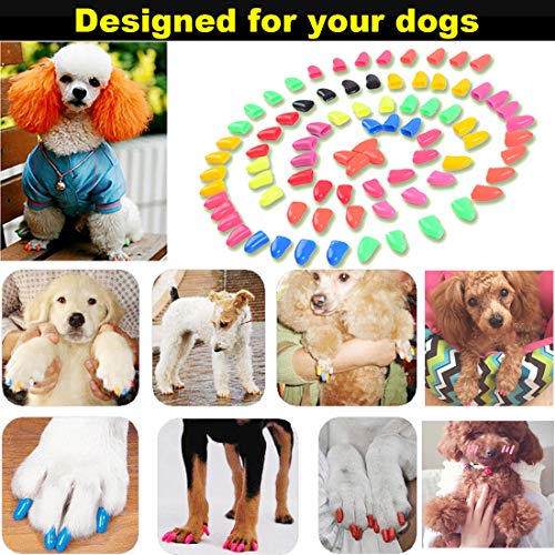 VICTHY 100pcs Dog Nail Caps & Claw Caps with Adhesive Glue and Applicators - size: M