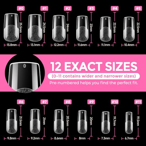 UNA GELLA Medium Square Soft Gel Nail Tips 216pcs