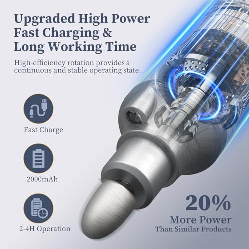 PELCAS Electric Nail Filer, Cordless Nail Drill with LED Light & 5 Speeds - color: Silver