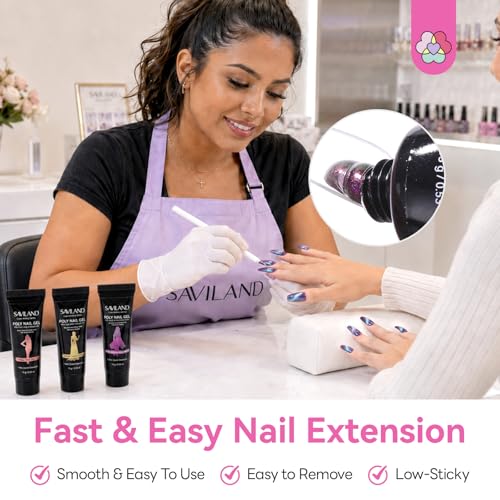 Saviland Hema-Free Poly Gel, 6 Colors Cat Magnetic Eye for Starter Nail DIY - color: 06- 6 Chameleon Colors Glitter