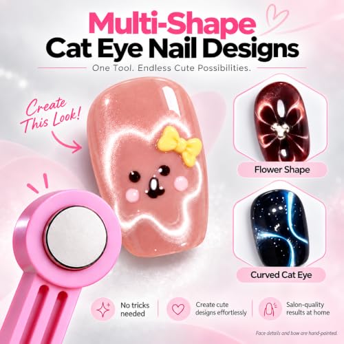 AzureBeauty 4-in-1 Cat Eye Nail Magnet for Gel Polish, Pink - size: 1 Pcs-A