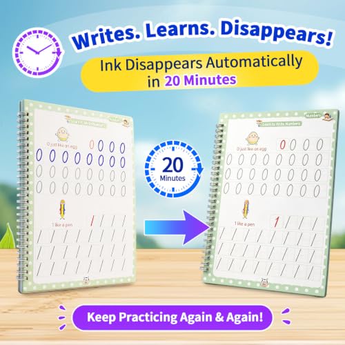 LUCKFUTURE Grooved Magic Copybook, Reusable Handwriting Practice - size: 5 Count (Pack of 1)