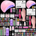 Nail Kit for Beginner with Everything- Practice Hand & 48W Nail Lamp Kit - color: Rose Pink