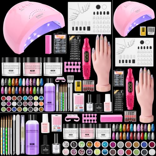 Nail Kit for Beginner with Everything- Practice Hand & 48W Nail Lamp Kit - color: Rose Pink