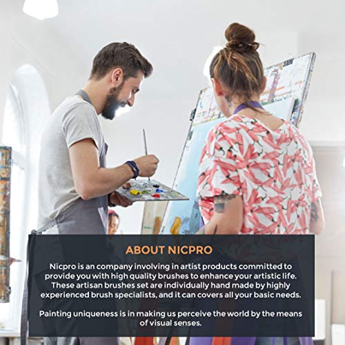 Nicpro 10 PCS Flat Paint Brush Set, Paint Brushes for Acrylic Painting - size: 10PCS - Flat