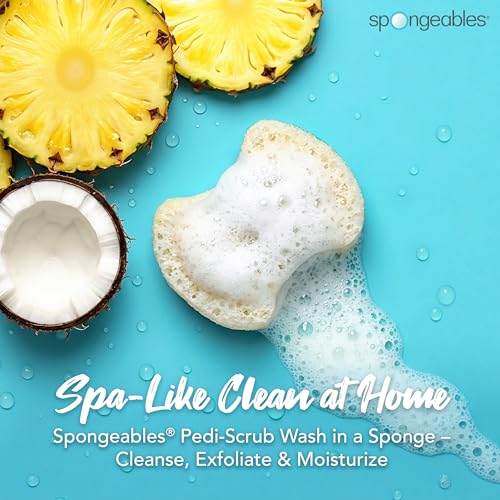 Spongables Pedi Scrub Foot Exfoliating 20+ Wash Sponge, Pina Colada, 1 Count - color: Pina Colada, size: 1 Count (Pack of 1)