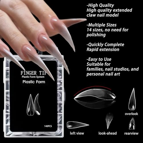 140 Pcs Medium Claw Nail Forms Cat Claw Curved Stiletto Nail Dual Forms - color: Styl 3