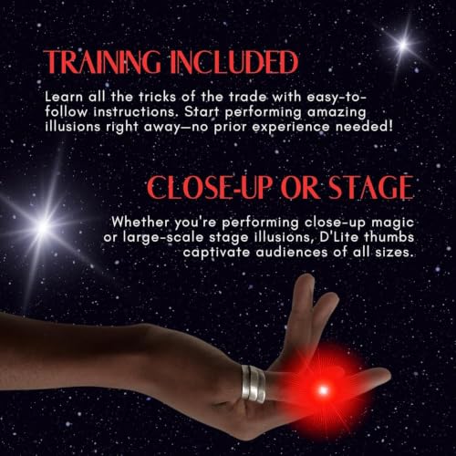 D'lite Magic Thumb Lightup Trick Set / 2 Original Amazing Ultra Bright Light Magic Fingers - Closeup & Stage Magic Tricks - Easy Illusion Anyone Can Do It - Magic Trick for Adults (Junior Pink) - color: Junior Pink