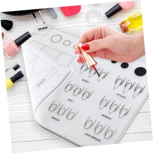 Ipetboom Acrylic Nail Mat Silicone Training Sheet - Manicure Mat Practice Pad - Flexible Roll Up Nail Art Trainer Sheet for Application Fingernails Practice Supply
