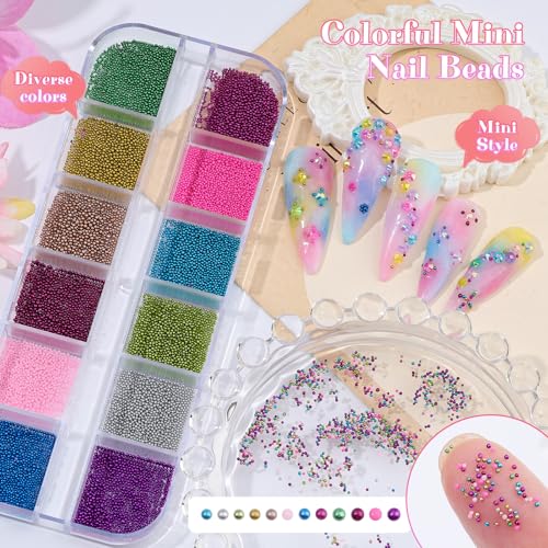 6 Boxes 1-2mm Mini Resin Rhinestones for Bedazzling Kit with Half Pearls - color: Laser AB - 1-2mm