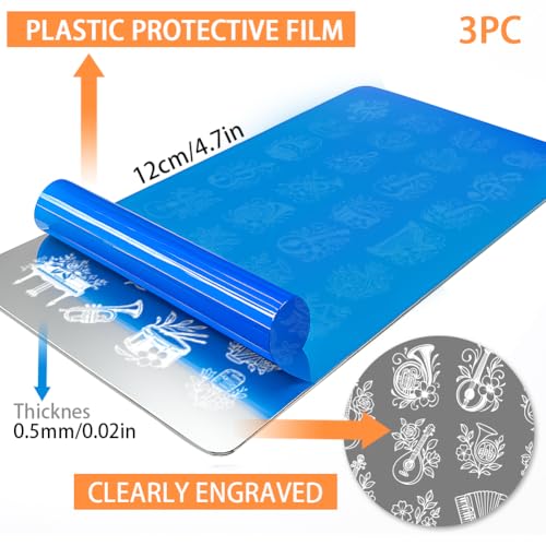 PH PandaHall 3pcs Musical Instrument Nail Stamping Plates Guitar Piano Nail Design Stencil Musical Note Nails Image Plates Drum Harp Nails Art Templates for Women DIY Home Manicures Salon Printing - style: Musical Instrument