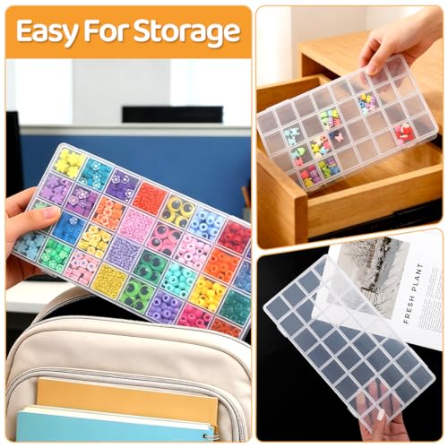 Praisebank 32 Grids Beading Storage Container Box, Perfect for Storage Beads & Small Items. (Clear / 4 Pack) - size: 32 x 4 Pack
