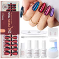 Beetles Cat Eye Nails Kit - 7 Colors Medium Almond Press On Nails, 224Pcs - color: A - Galaxy CatEye - M