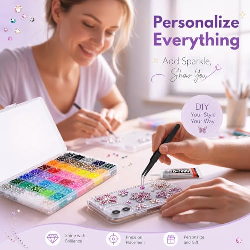 40000 PCS Rhinestone Bedazzling Kit with 3 B7000 Glues, 40 Colors 3mm Flatback Resin Gems for Crafts, Shoes, Clothes, Tumblers, Nail Art DIY