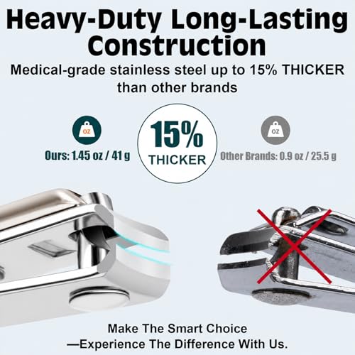 Nail Clippers Set, Fingernail and Toenail Clipper Cutters Trimmers Kit - color: 3Pack - Satin Silver