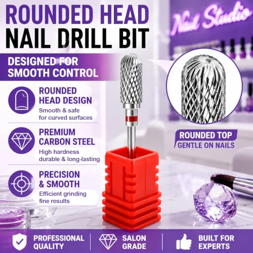 3/32" Carbide Nail Drill Bits, Fine - F, Smooth Round Top