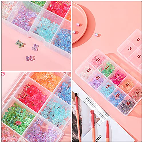 2 Pack False Nail Tip Organizer Box 10 Slots Numbered Clear Plastic Case