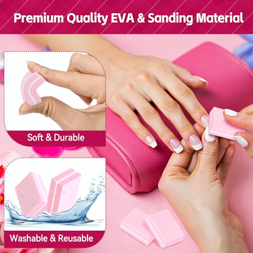 SALVMARY Mini Nail Buffer Blocks Files 100/180 Grit Pink 100 Pcs - size: Mini Nail Buffer - Pink 100Pcs